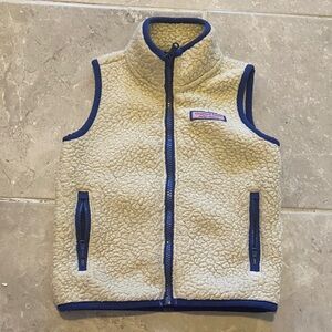 Vineyard Vines Cream and Navy Fleece Vest